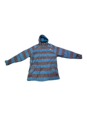 Sessions Terrain Snowboard Jacket Mens M Blue Striped Y2K Ski Coat